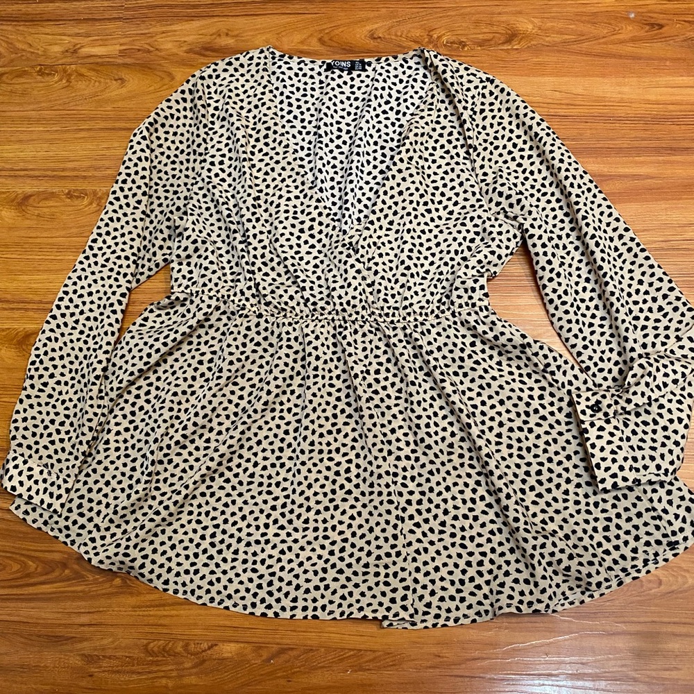 YOINS Black and Tan Long Sleeve Dress